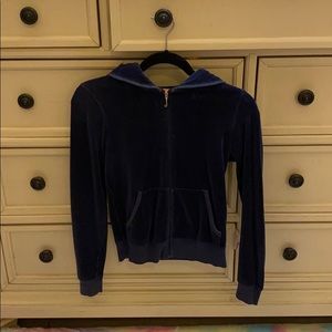 Juicy Couture Navy Blue Velour Zip-Up Jacket